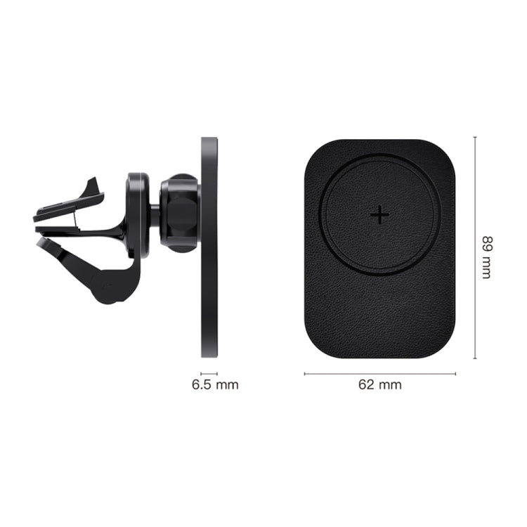 CW12 15W Max QI Standard Magnetic Wireless Charging Car Holder(Black)