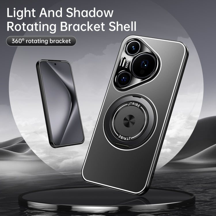 For Huawei Pura 70 Rotating Holder Frosted Metal Phone Case(Black)