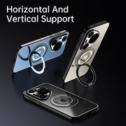 For Huawei Pura 70 Rotating Holder Frosted Metal Phone Case(Black)