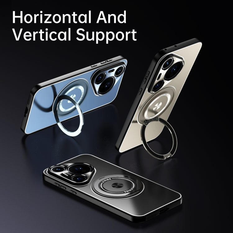 For Huawei Pura 70 Rotating Holder Frosted Metal Phone Case(Blue)