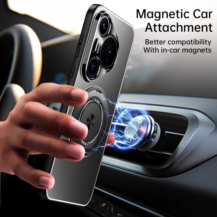 For Huawei Pura 70 Rotating Holder Frosted Metal Phone Case(Blue)