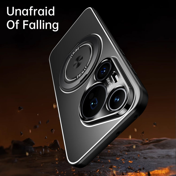 For Huawei Pura 70 Rotating Holder Frosted Metal Phone Case(Black)