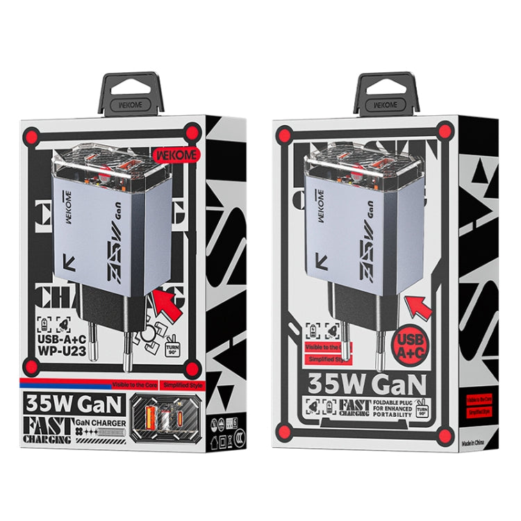 WK WP-U23 Pioneer Series 35W USB-C / Type-C, USB GaN Fast Charger, Plug Type:EU Plug(Tarnish)