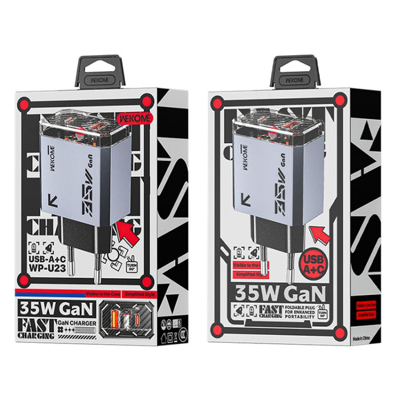 WK WP-U23 Pioneer Series 35W USB-C / Type-C, USB GaN Fast Charger, Plug Type:EU Plug(Tarnish)