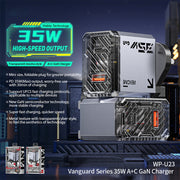WK WP-U23 Pioneer Series 35W USB-C / Type-C, USB GaN Fast Charger, Plug Type:UK Plug(Tarnish)