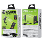 WK WP-U157 67W USB-C / Type-Cx2, USB GaN Fast Charger, Plug Type:EU Plug(Green)