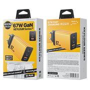 WK WP-U157 67W USB-C / Type-Cx2, USB GaN Fast Charger, Plug Type:EU Plug(Yellow)