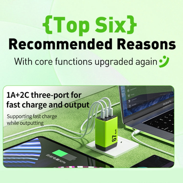 WK WP-U157 67W USB-C / Type-Cx2, USB GaN Fast Charger, Plug Type:UK Plug(Yellow)