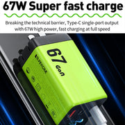 WK WP-U157 67W USB-C / Type-Cx2, USB GaN Fast Charger, Plug Type:EU Plug(Yellow)