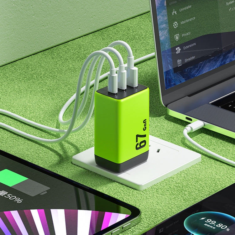 WK WP-U157 67W USB-C / Type-Cx2, USB GaN Fast Charger, Plug Type:UK Plug(Yellow)