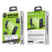 WK WP-U33 45W USB-C / Type-Cx2 GaN Fast Charger, Plug Type:EU Plug(Green)