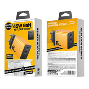 WK WP-U33 45W USB-C / Type-Cx2 GaN Fast Charger, Plug Type:EU Plug(Yellow)