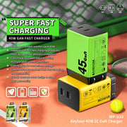 WK WP-U33 45W USB-C / Type-Cx2 GaN Fast Charger, Plug Type:EU Plug(Green)