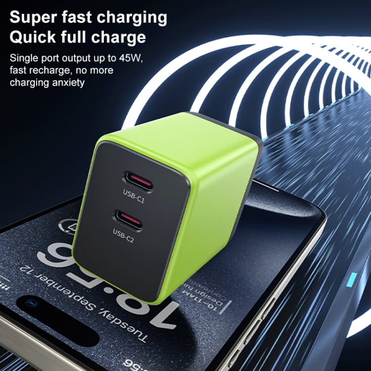 WK WP-U33 45W USB-C / Type-Cx2 GaN Fast Charger, Plug Type:EU Plug(Yellow)