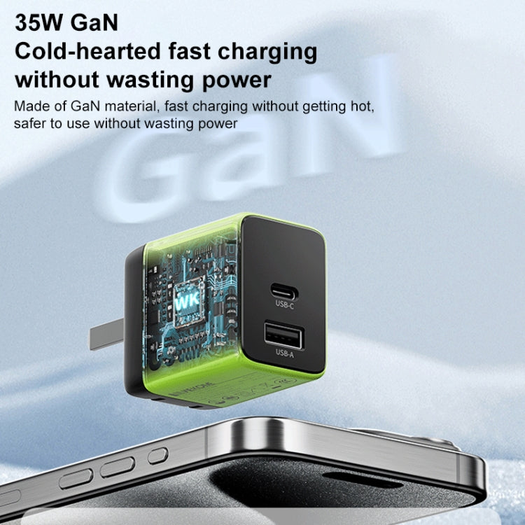 WK WP-U36 35W USB-C / Type-C, USB GaN Fast Charger, Plug Type:UK Plug(Yellow)
