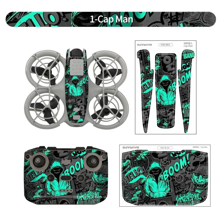 For DJI Neo Drone Body Remote Control Protective Sticker(Green Hat Man)