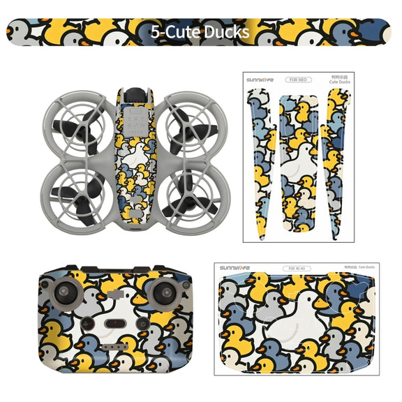 For DJI Neo Drone Body Remote Control Protective Sticker(Cute Ducks)