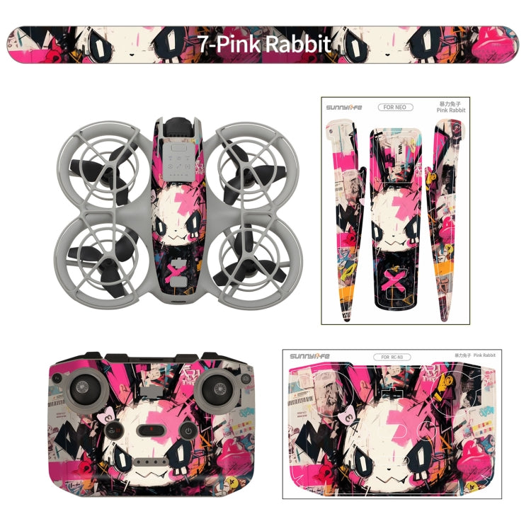 For DJI Neo Drone Body Remote Control Protective Sticker(Pink Rabbit)