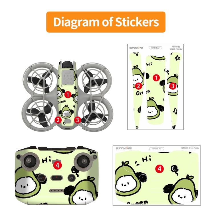 For DJI Neo Drone Body Remote Control Protective Sticker(Ghost Pop)