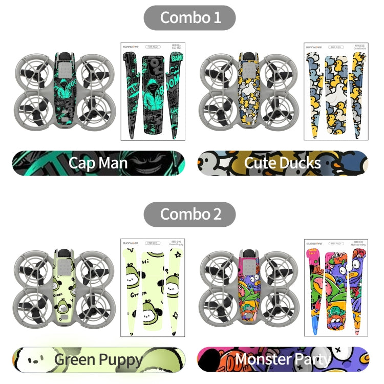 For DJI Neo 2pcs Combo Drone Body Protective Stickers(Dark Camo + Grunge Eyes)
