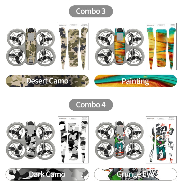 For DJI Neo 2pcs Combo Drone Body Protective Stickers(Green Hat Man + Cute Ducks)