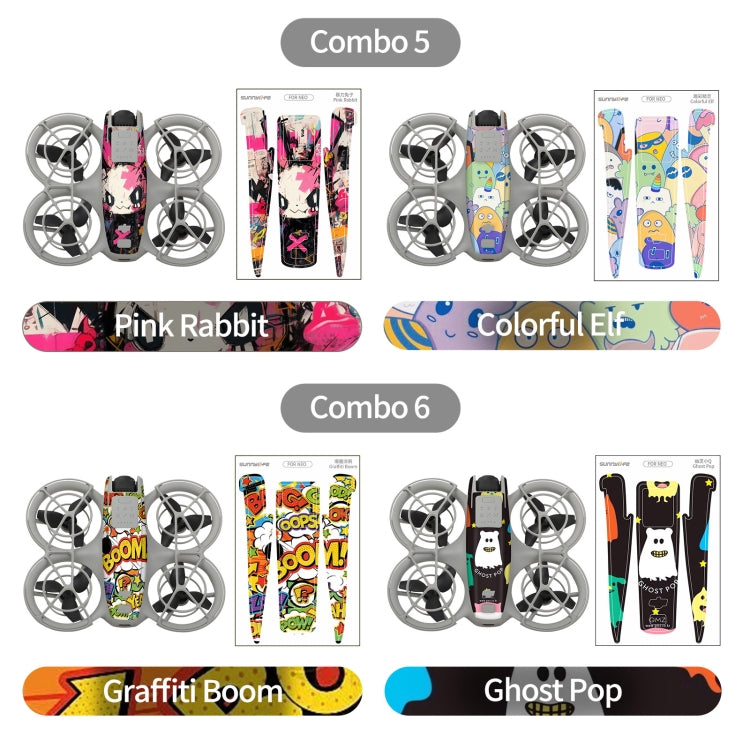 For DJI Neo 2pcs Combo Drone Body Protective Stickers(Dark Camo + Grunge Eyes)