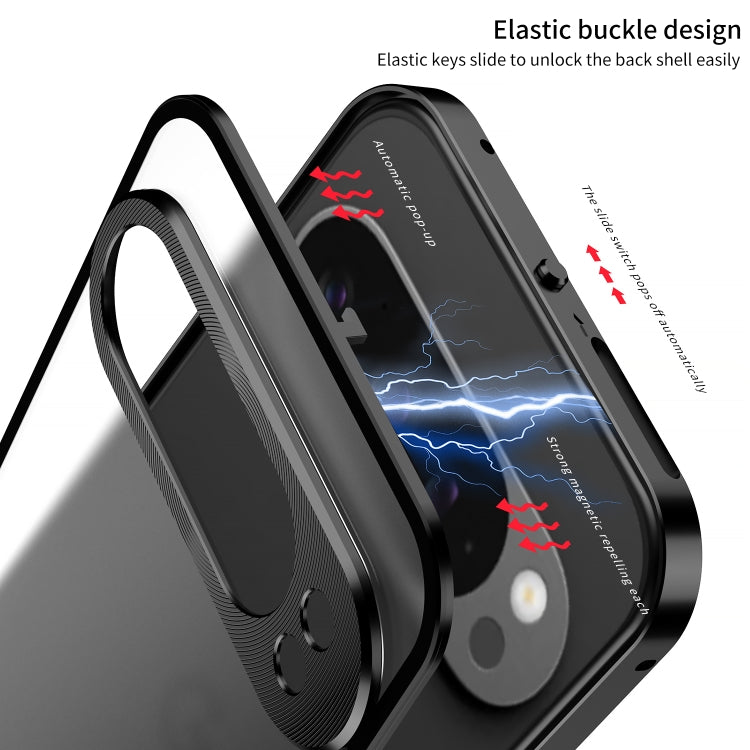For Google Pixel 9 / 9 Pro Snap Buckle Metal Frame Frosted Phone Case(Pink)