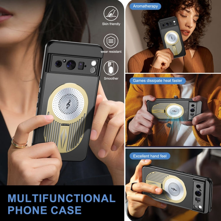 For Google Pixel 8 Pro Heat Dissipation Aromatherapy MagSafe Holder Phone Case(Gold)
