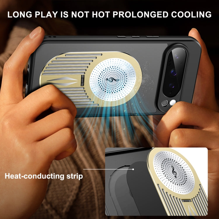 For Google Pixel 9 Pro XL Heat Dissipation Aromatherapy MagSafe Holder Phone Case(Gold)