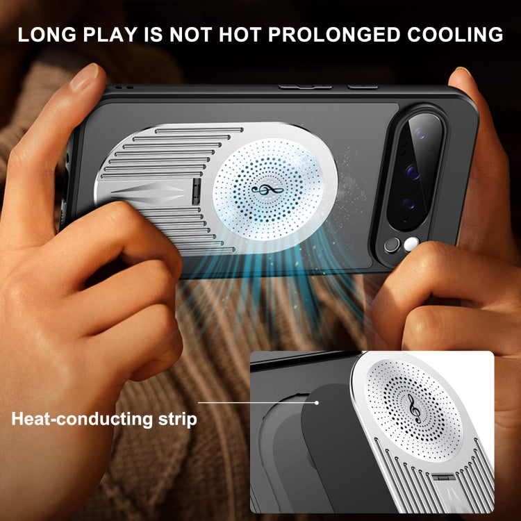 For Google Pixel 9 Pro XL Heat Dissipation Aromatherapy MagSafe Holder Phone Case(Silver)