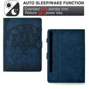 For Samsung Galaxy Tab S9 / S9 FE Cats Embossed Leather Smart Tablet Case(Dark Blue)