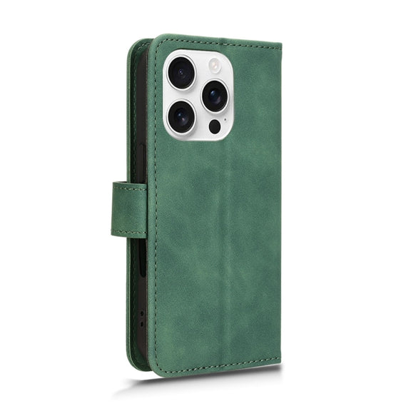 For iPhone 16 Pro Skin Feel Magnetic Flip Leather Phone Case(Green)