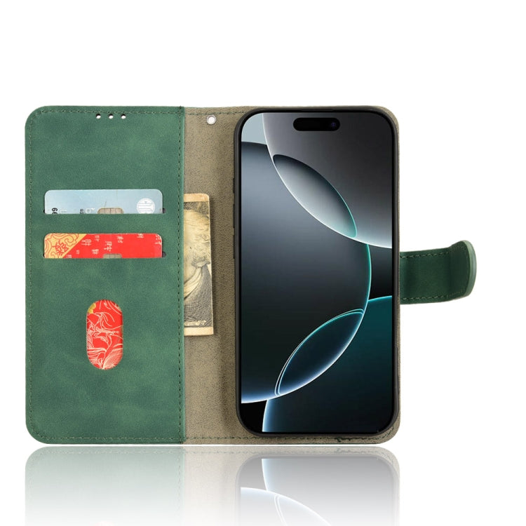 For iPhone 16 Pro Skin Feel Magnetic Flip Leather Phone Case(Green)