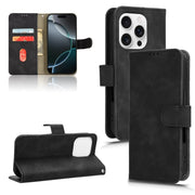 For iPhone 16 Pro Max Skin Feel Magnetic Flip Leather Phone Case(Black)