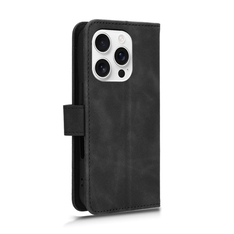 For iPhone 16 Pro Max Skin Feel Magnetic Flip Leather Phone Case(Black)