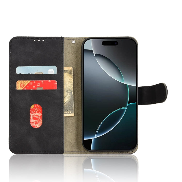 For iPhone 16 Pro Max Skin Feel Magnetic Flip Leather Phone Case(Black)