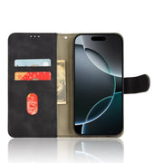 For iPhone 16 Pro Max Skin Feel Magnetic Flip Leather Phone Case(Black)