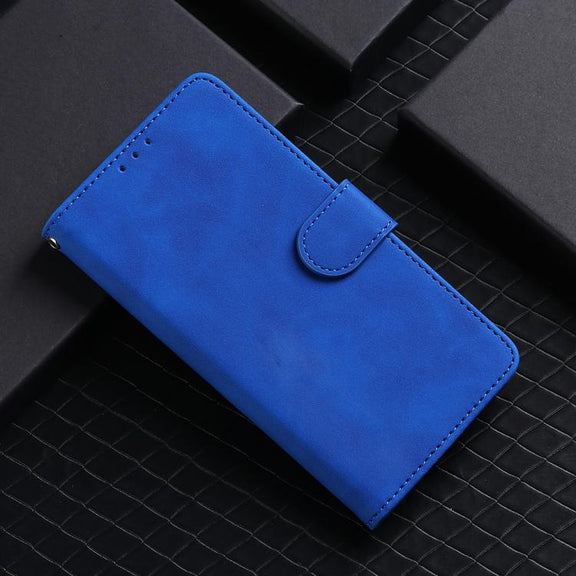 For iPhone 16e Skin Feel Magnetic Flip Leather Phone Case(Blue)