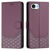 For iPhone 16e Honeycomb Embossing RFID Leather Phone Case(Violet)