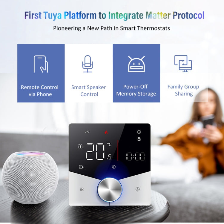 BHT-009GBLW-MT Electric Heating WiFi Smart Home LED Thermostat with Matter(White)