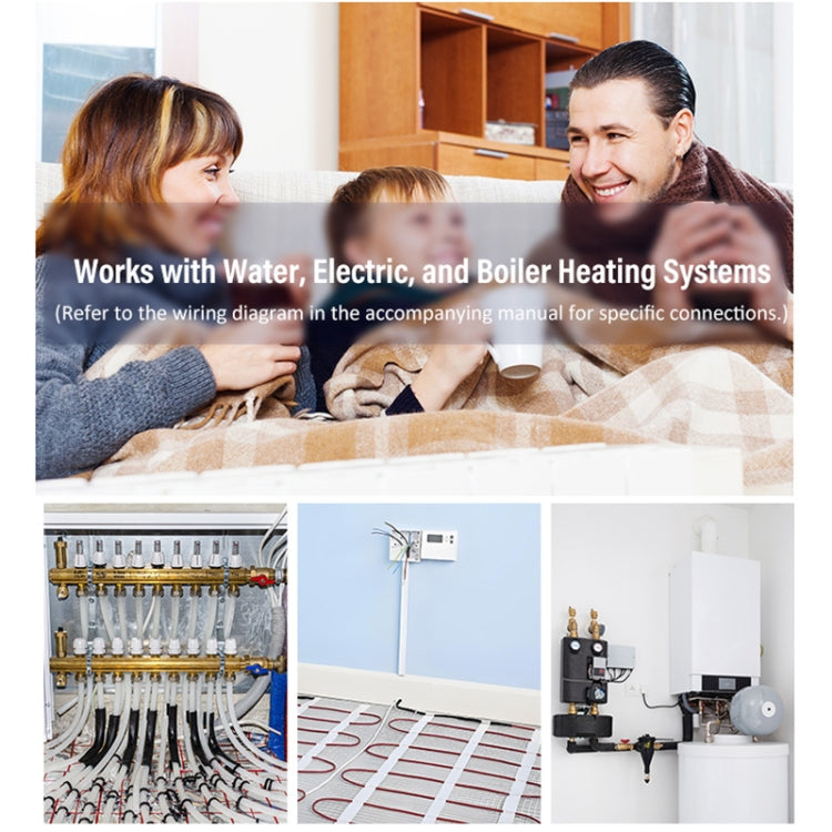BHT-009GCLW-MT Boiler Heating WiFi Smart Home LED Thermostat with Matter(White)