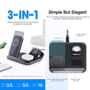 DW08 15W 3 in 1 Folding Wireless Charger(Black)