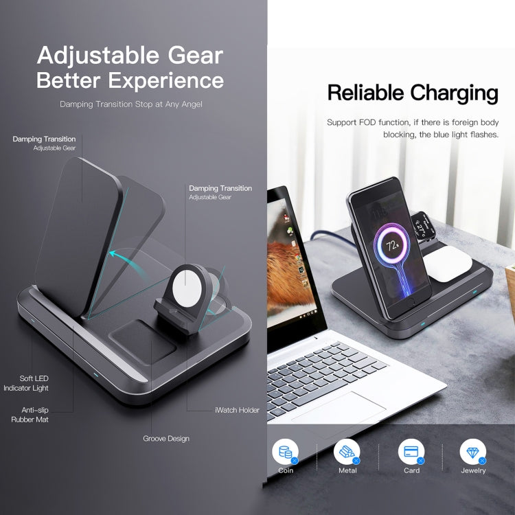 DW08 15W 3 in 1 Folding Wireless Charger(Black)