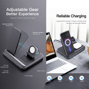 DW08 15W 3 in 1 Folding Wireless Charger(Black)
