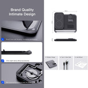 DW08 15W 3 in 1 Folding Wireless Charger(Black)
