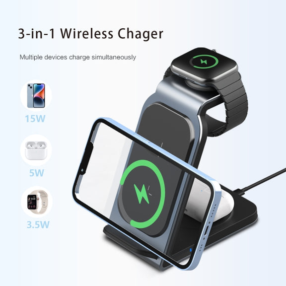 SW17 3 in 1 Metal Vertical Wireless Charger(Tarnish)