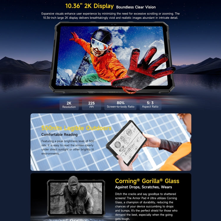 Ulefone Armor Pad 4 Ultra Thermal Version Rugged Tablet, 8GB+256GB, 10.36 inch Android 14 MediaTek Dimensity 6300 Octa Core 5G Network, EU Plug(Black)