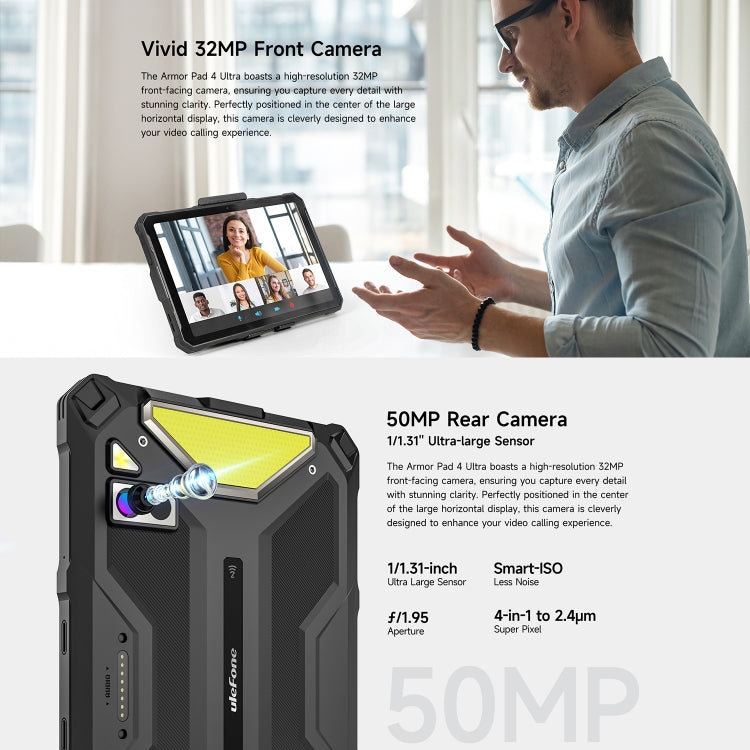 Ulefone Armor Pad 4 Ultra Thermal Version Rugged Tablet, 8GB+256GB, 10.36 inch Android 14 MediaTek Dimensity 6300 Octa Core 5G Network, EU Plug(Black)