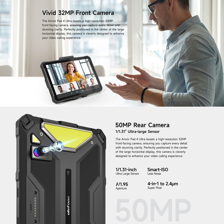 Ulefone Armor Pad 4 Ultra Rugged Tablet PC, 8GB+256GB, 10.36 inch Android 14 MediaTek Dimensity 6300 Octa Core 5G Network, EU Plug(Black)
