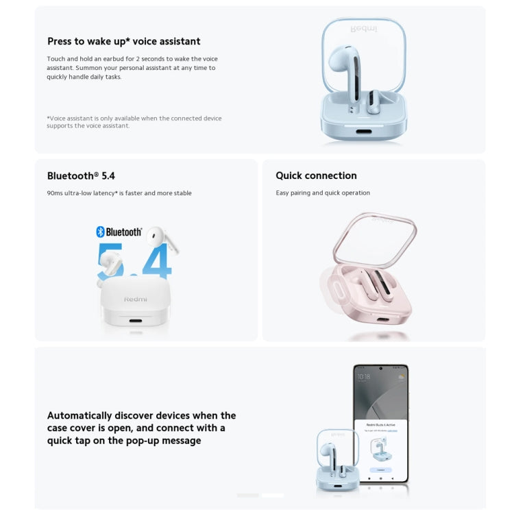 Original Xiaomi Redmi Buds 6 Active BT5.4 In-ear True Wireless Earbuds(White)